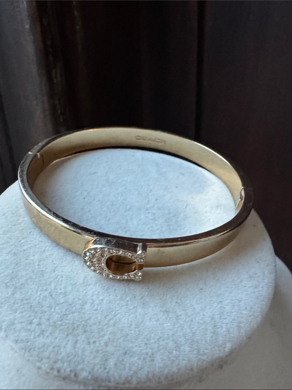 Coach Pavé C Hinged Bangle Gold